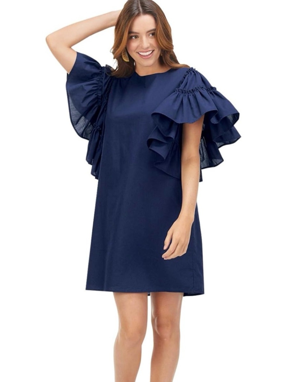 Mud Pie Women's Navy Ruffle Sleeve Dress Size S NWT